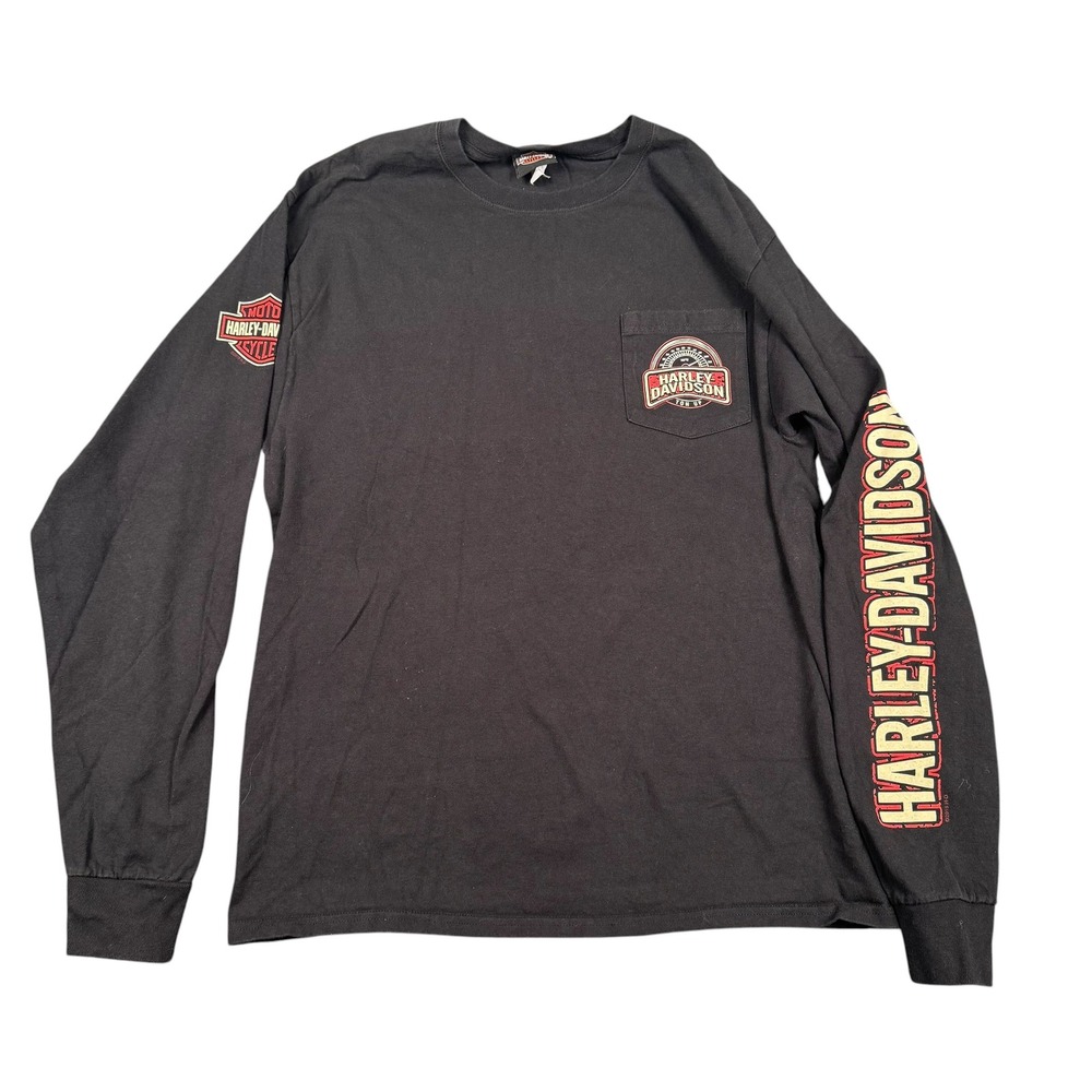 Vintage 2001 Harley-Davidson New York City Long Sleeve T-Shirt Mens L BlackWP895